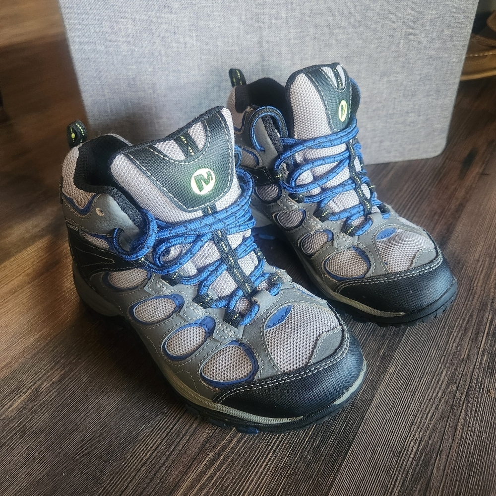 Merrell Hilltop Ventilator Kids Hiking Shoes - Gray and Blue